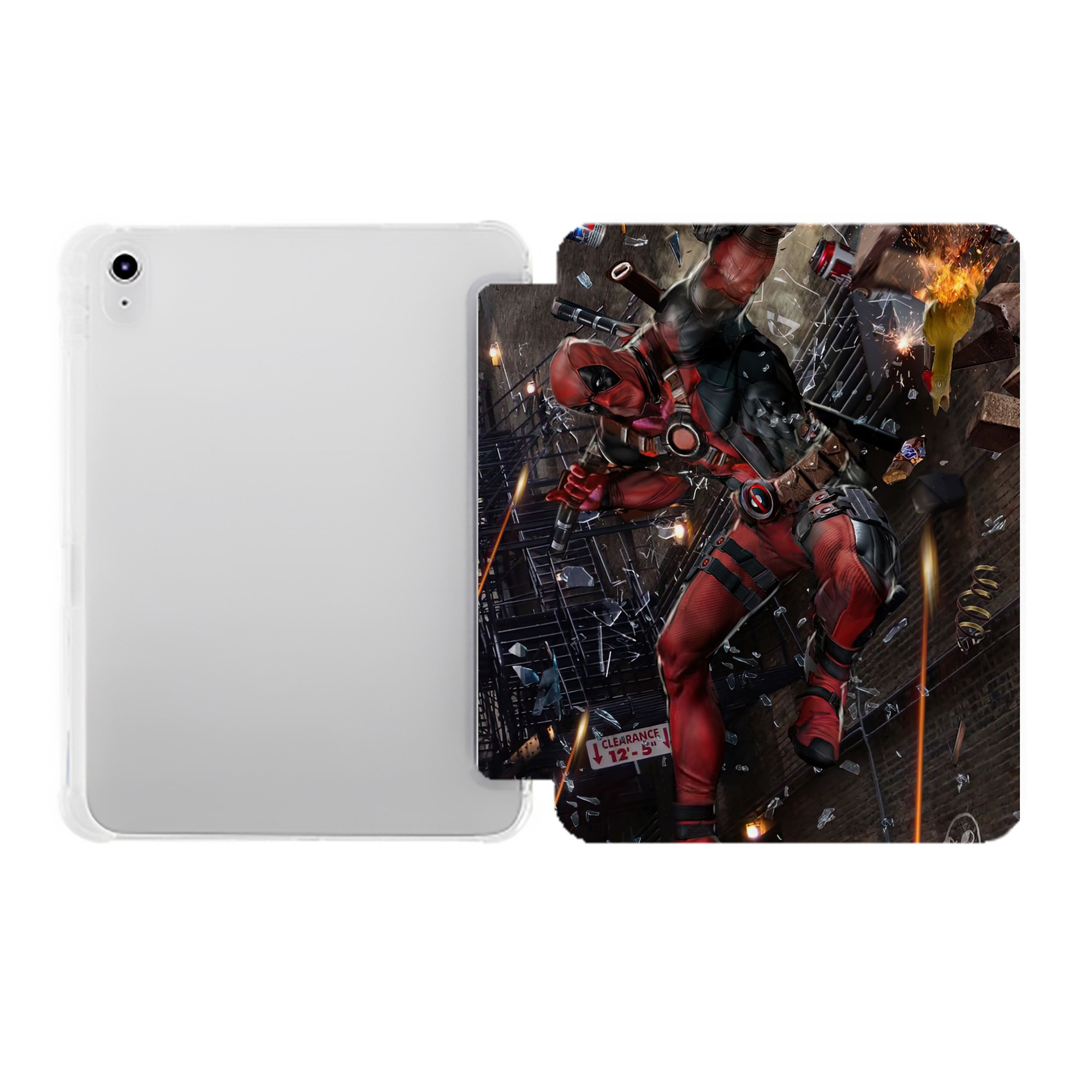 （画像用） Deadpool デッドプール IPad ケース ペン収納付き 三つ折りスタンド PUレザー×シリコン 対応機種9.5/10.5/10.9インチ